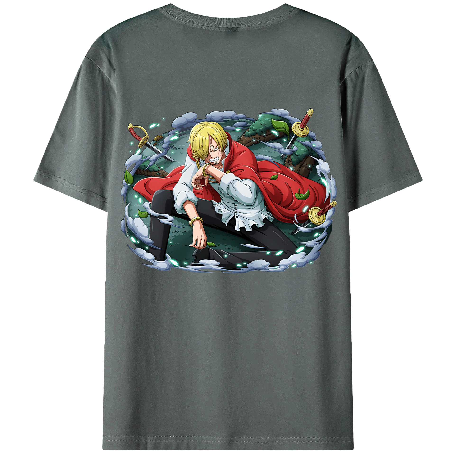 （画像用） ワンピース サンジ ONE PIECE Sanji 綿100％ メンズ半袖Tシャツ（バックプリント） 通気性